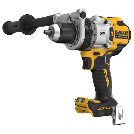 Bare unit 18V XR Brushless Premium Hammer Drill Driver with side handle attached