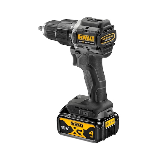 The limited edition 18V Brushless 100 year Hammer Drill Driver rear ¾ view