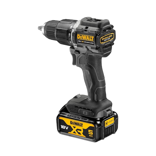 The limited edition 18V Brushless 100 year Hammer Drill Driver rear ¾ view