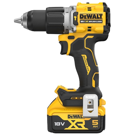 18V XR Brushless Hammer Drill Driver with 5.0Ah battery side view