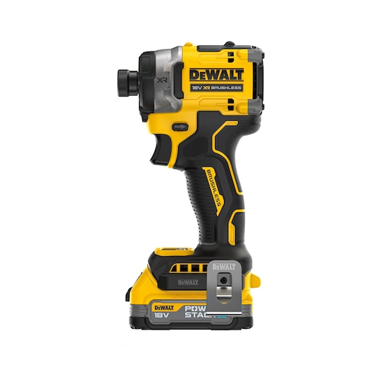 18V XR 4 Speed Premium Impact Driver with Powerstack battery right side view