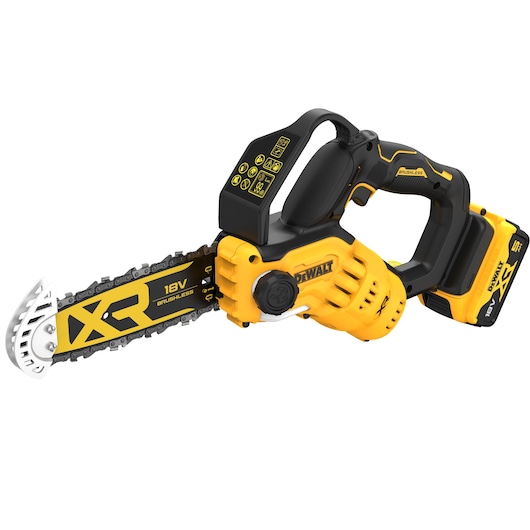 18V XR Brushless Chain Saw with 5ah battery 3/4 right view