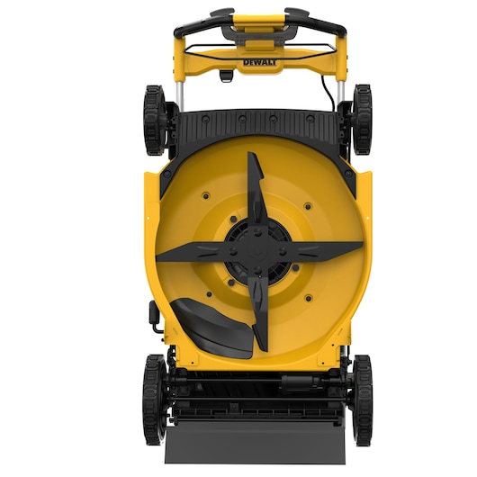 Underview of 2x18V Self-Propelled Mower showing blades