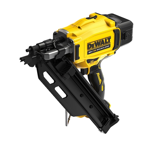 Angled view of  DCN930 18V XR Brushless framing nailer bare unit