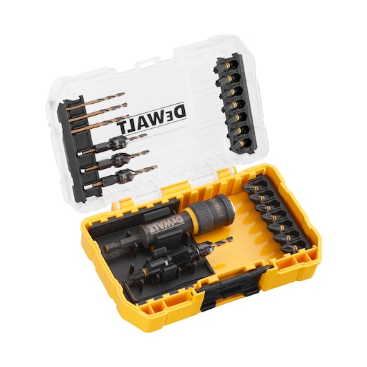 DEWALT Flip and Drive Set angled with case open