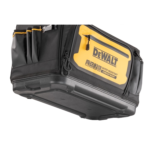 View of the waterproof base of the Dewalt 20" Pro Tool Tote"